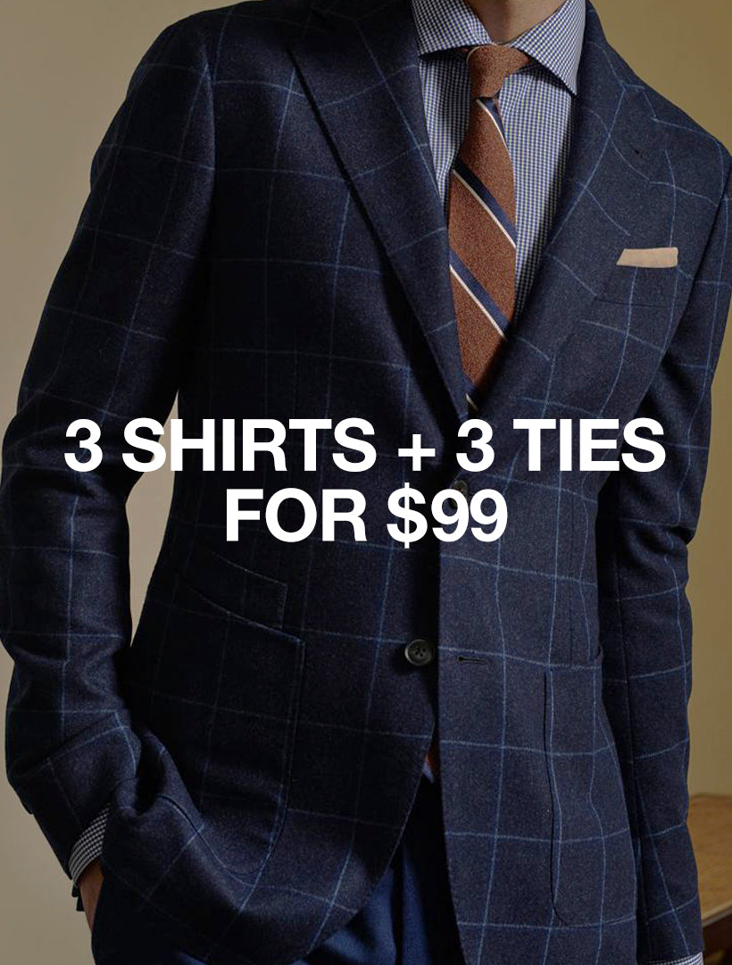 3 Shirts + 3 Ties for $99