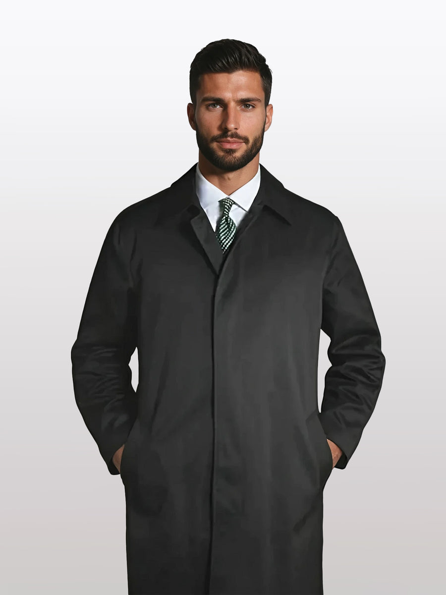 Black Raincoat Jacket For Men Full Length and Waterproof
