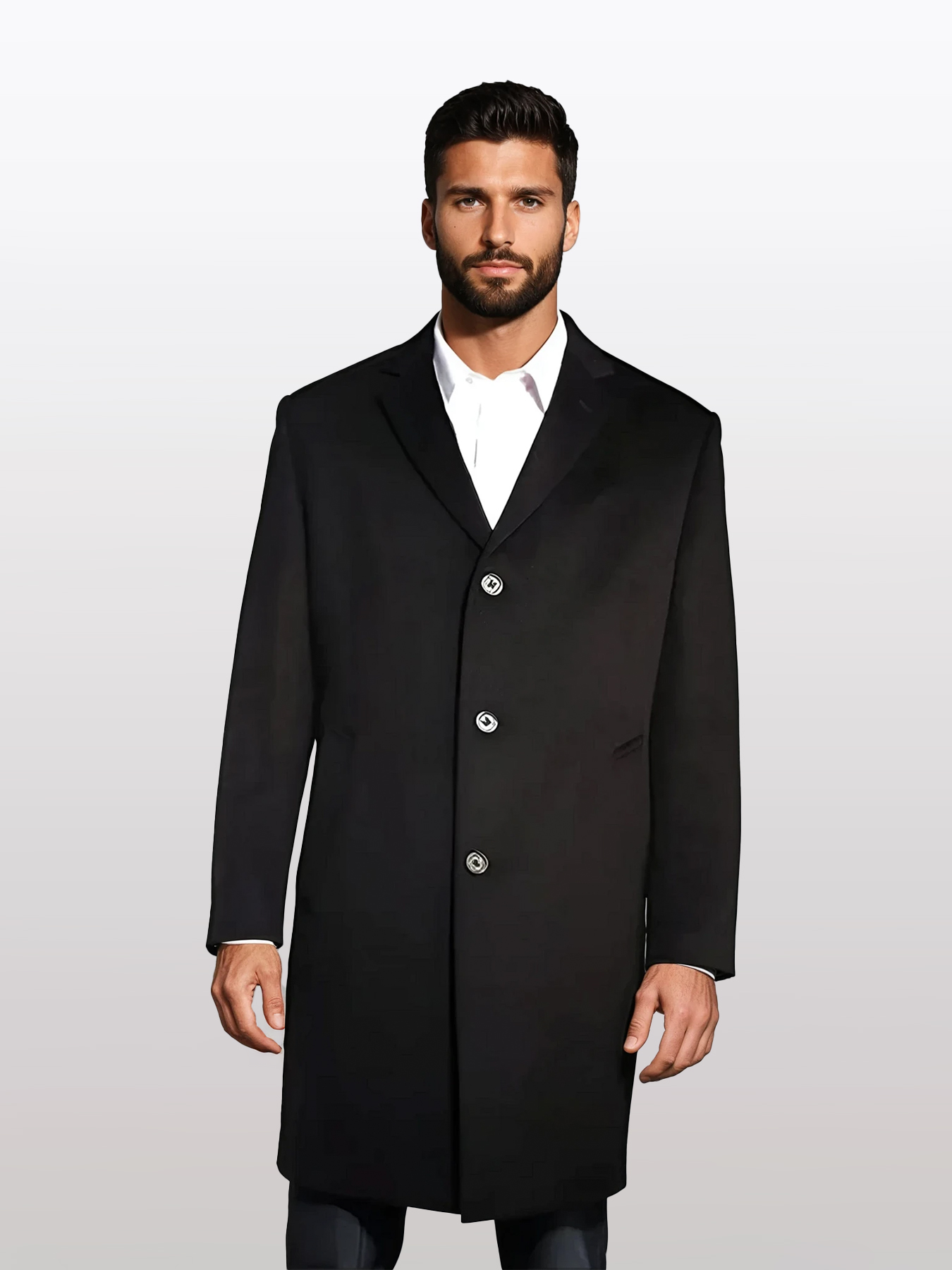 Men's Black Wool Winter Coat - Top Coat for Men