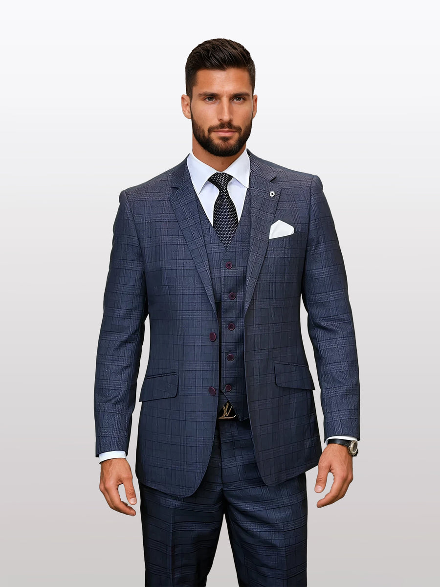 Mens Big Plaid Suits - Windowpane Suit - Charcoal main image 0