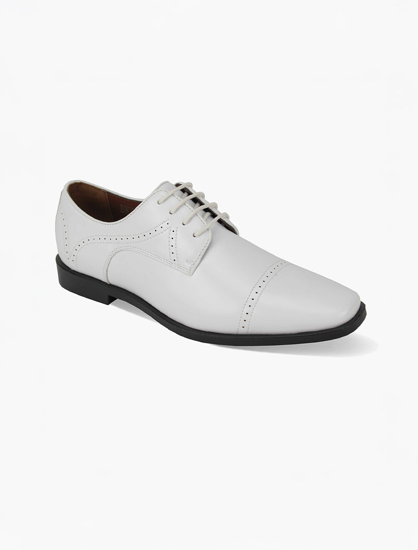 mens wide width dress shoes Men's White Wide Width Cap Toe Oxford Shoes – Karako Suits