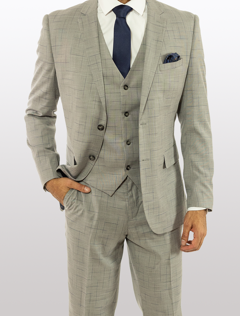 FUBU Gravel Blue with Peach Windowpane 2-Piece Suit