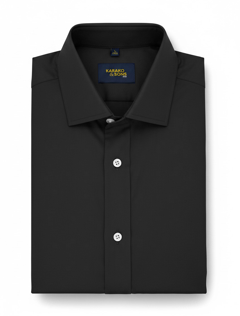 Men's Black Bamboo Wrinkle-Free Slim Fit Dress Shirt