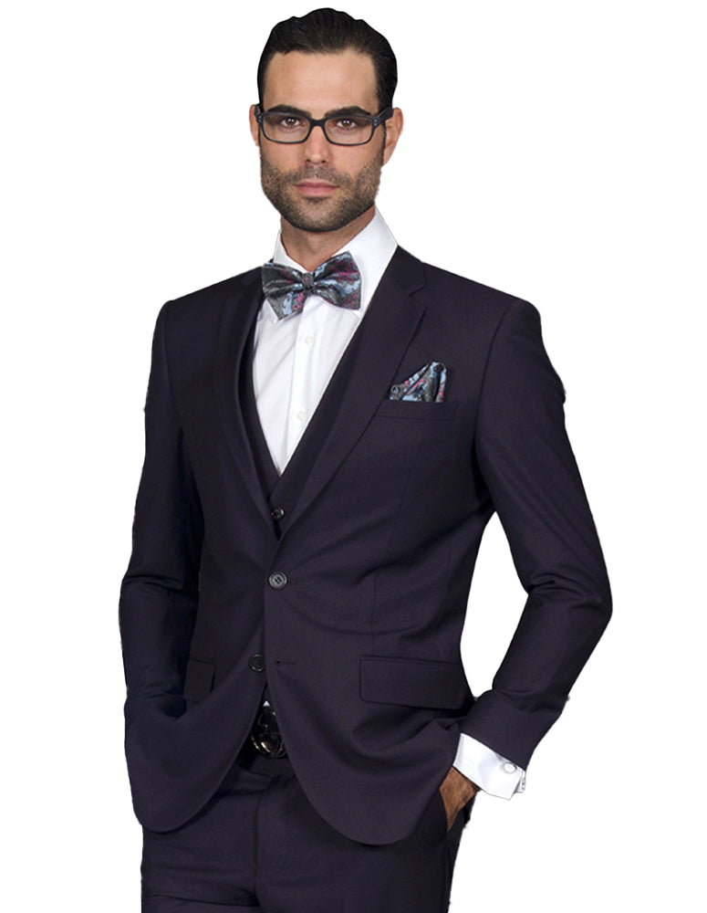 Statement Men's Eggplant Slim Fit Vested Suit Karako Suits