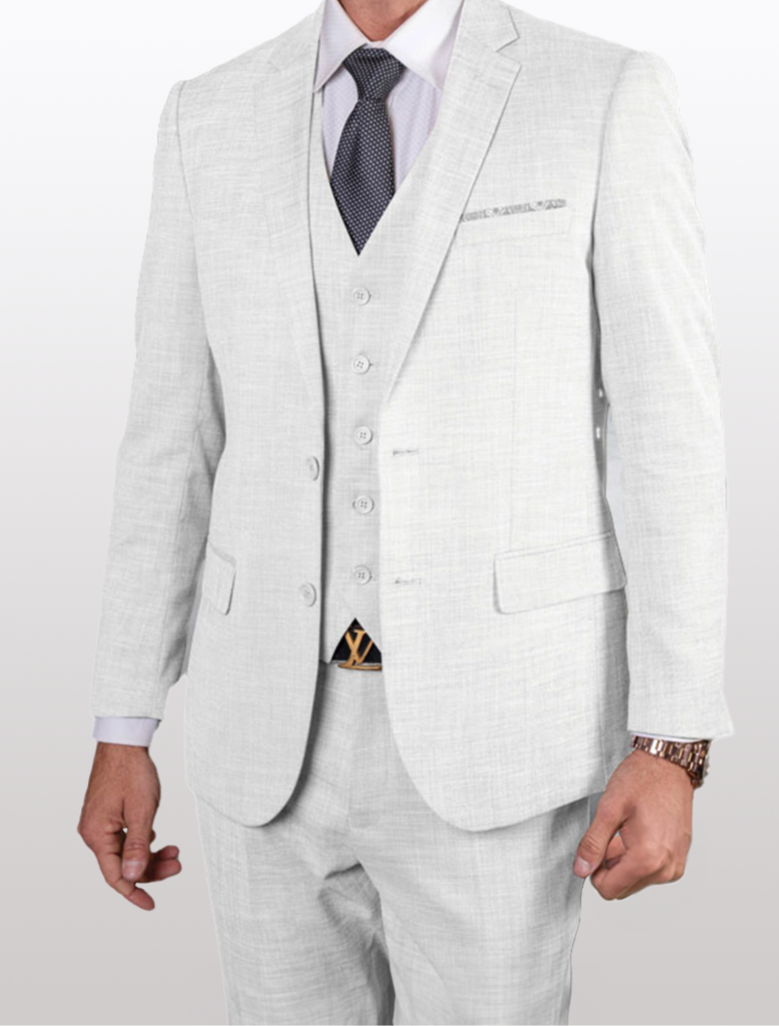 Statement Men's White with White Lapel Vested 100% Wool Tuxedo main image 0