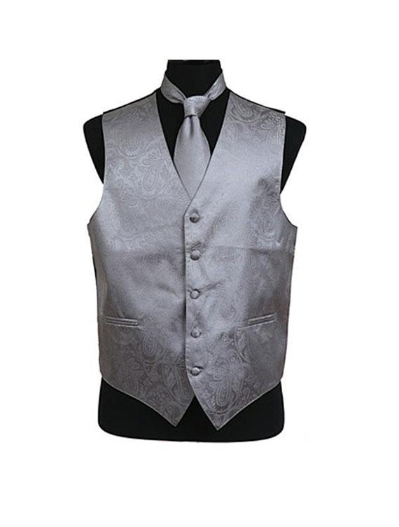 Men's Paisley Grey Tuxedo Vest Karako Suits