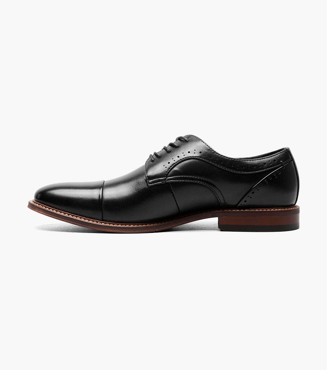 A stylish Stacy Adams Black Maddox Cap Toe Oxford Shoes shoe.