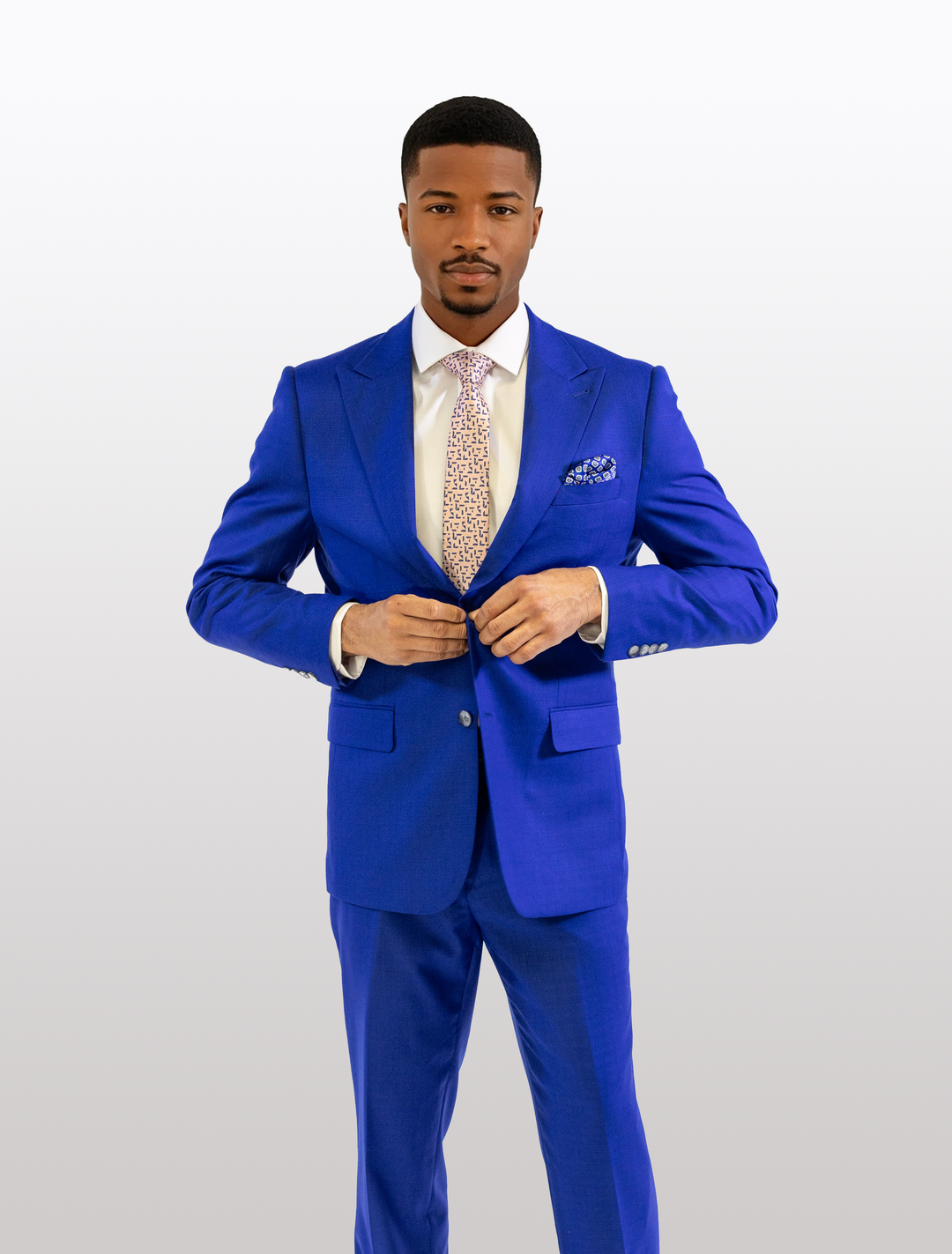 fubu gear FUBU Royal Blue Solid Peak Lapel 2-Piece Suit 52 Long