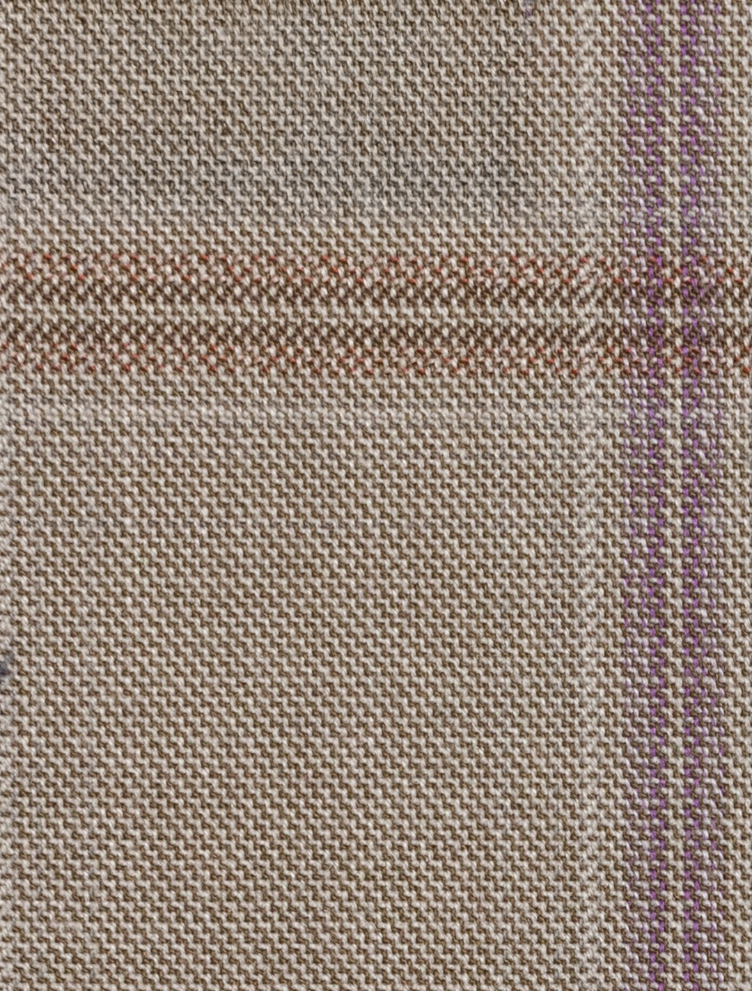 Discover the FUBU Tan with Maroon Windowpane Vested Suit by Fubu The Colle, featuring a modern fit and textured intersecting beige, brown, and purple threads.