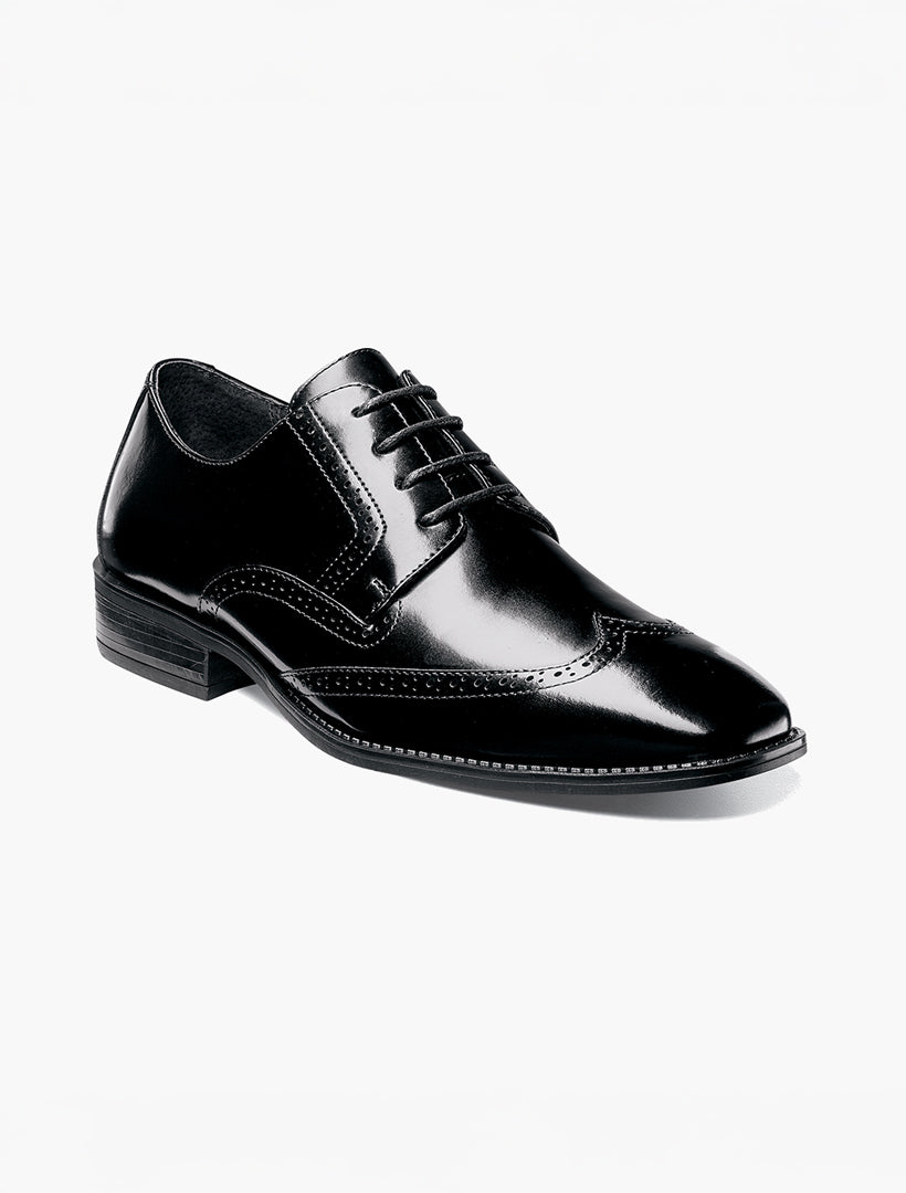 Stacy Adams Onyx Black Wide-Fit Adler Wingtip Oxford Shoes  display picture 2