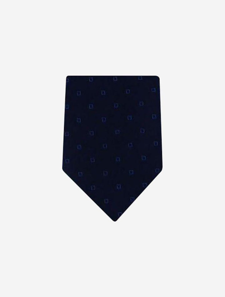 A tie in dark blue featuring a gentle square pattern set against a white backdrop, part of the "3 Ties for $39.99" collection by Fast Bundle.