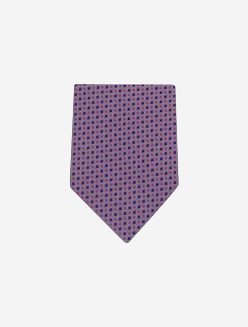 A tie featuring a small red and blue checkered pattern on a white background, available from Fast Bundle under their "3 Ties for $39.99" offer.
