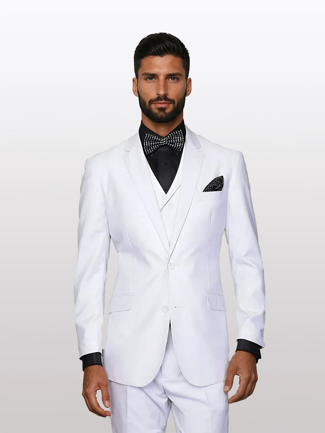 Statement Men's Solid White 100% Wool Vested Suit Statement Men's Solid White 100% Wool Vested Suit