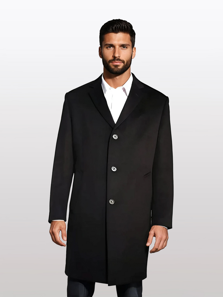 Men's Black Wool Winter Coat - Top Coat for Men - 38 Men's Black Wool Winter Coat - Top Coat for Men - 38