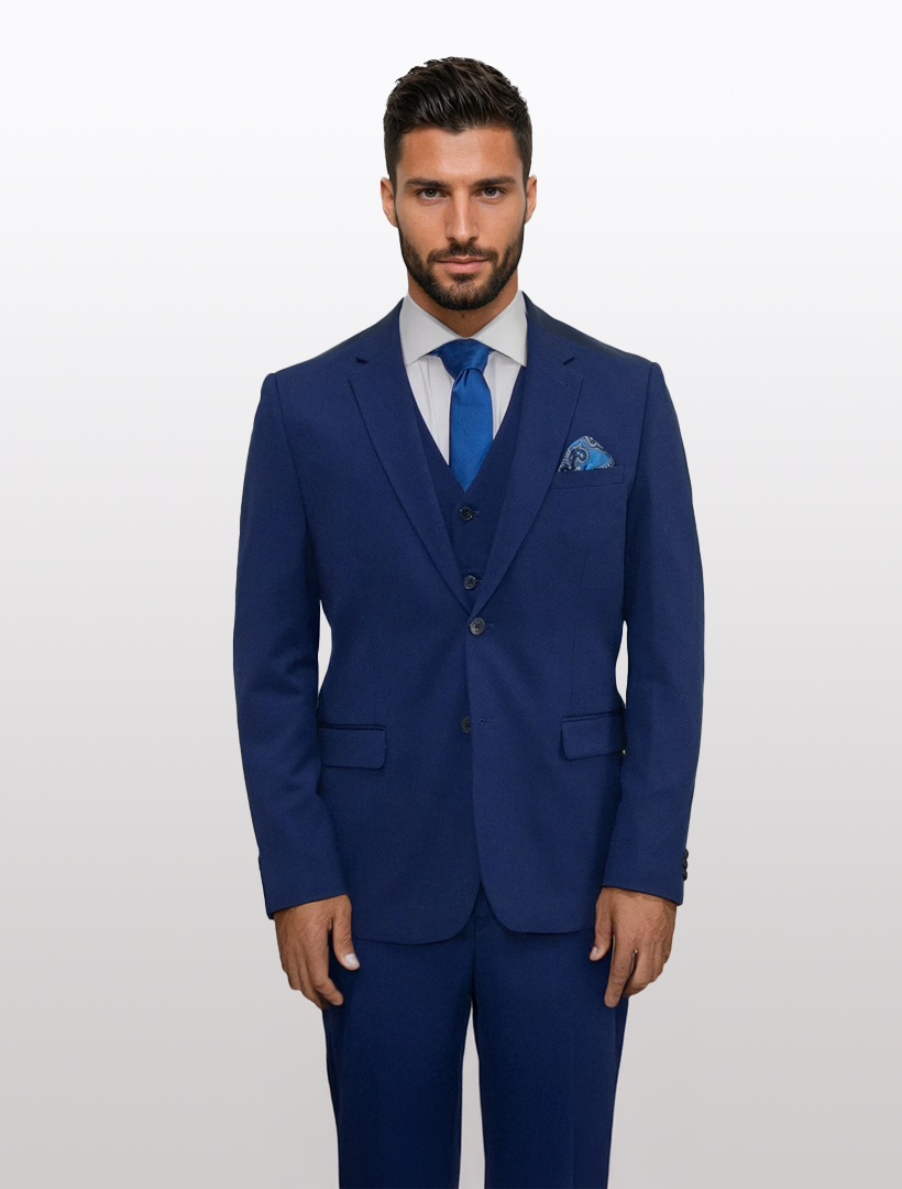 A man with dark hair and a beard wears the Blue Men&