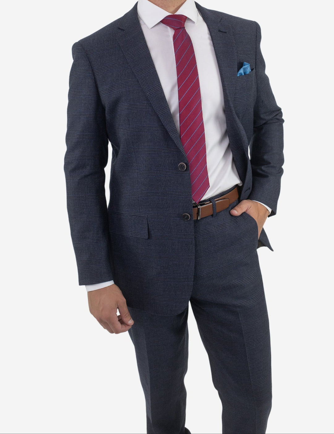 A man in a Karako &amp; Sons blue suit showcasing his stylish Men&