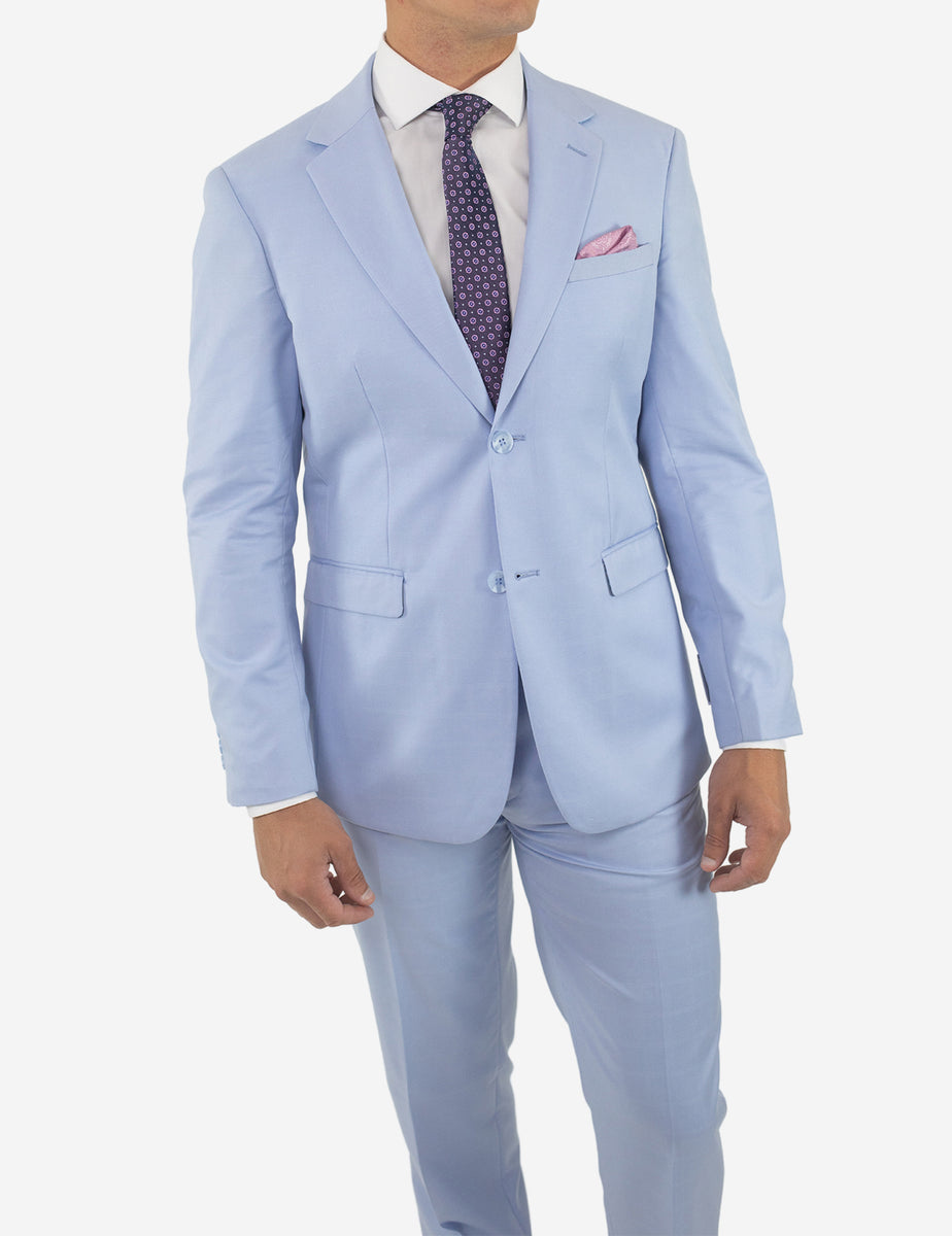 Men's Light Blue Solid Slim Fit Suit Karako Suits
