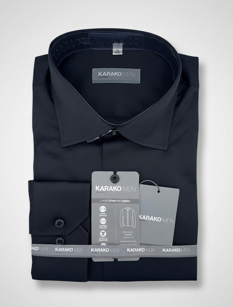 Karako Men Black Dress Shirt Slim / 16.5