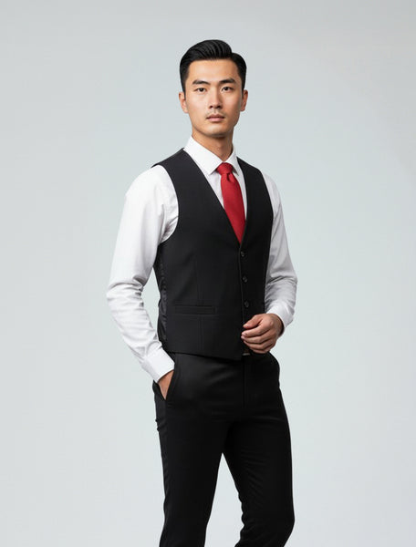 Black Men's Slim-Fit Suit Separates Vest by Karako Separates 3X / BLK