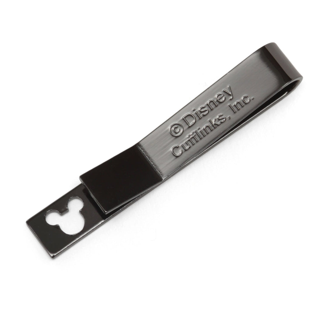 Disney Mickey Mouse Cutout Black Tie Bar featuring a Mickey Mouse silhouette cutout at the end and “Disney Cufflinks, Inc.” engraved on the front.