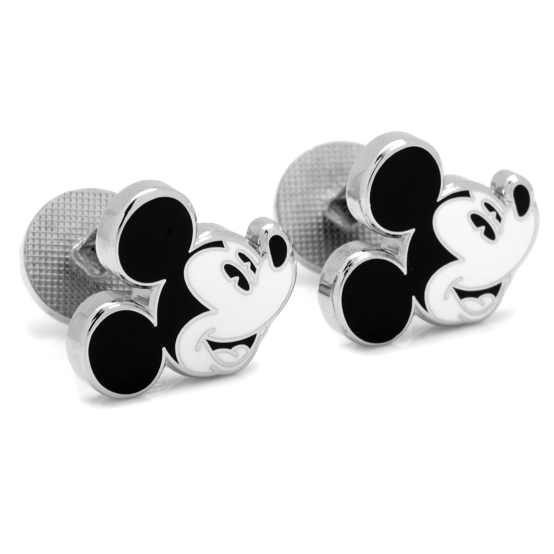 Disney Mickey Mouse Vintage Cufflinks featuring a pair of silver-toned designs with the character’s face in black and white enamel.
