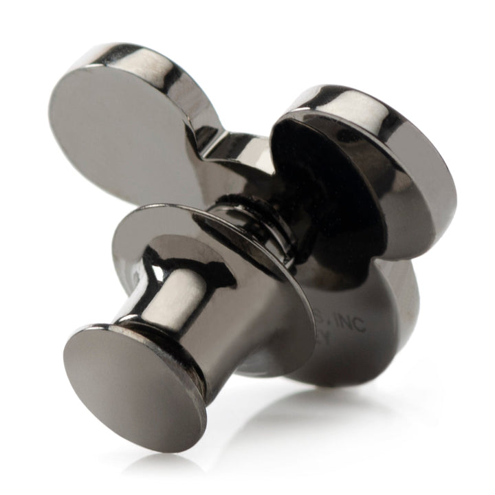 A dark metallic Disney Mickey Mouse Black Pave Crystal Lapel Pin with a post backing.