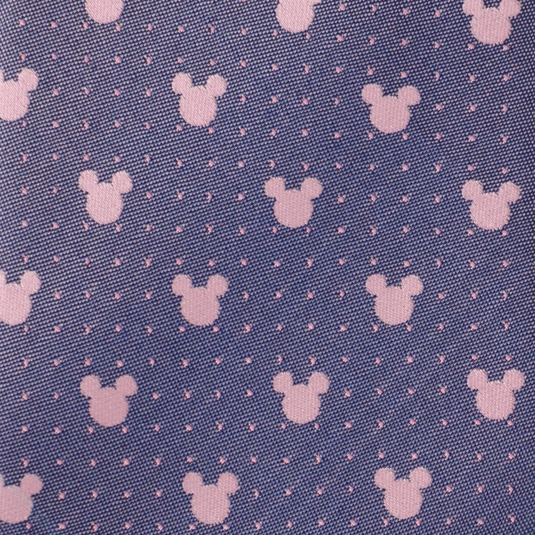 Disney Mickey Mouse Purple and Pink Dot Silhouette Tie in purple with a repeating pattern of light pink silhouettes and small dots.