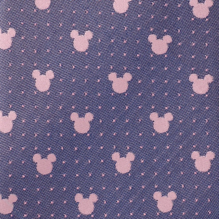 Disney Mickey Mouse Purple and Pink Dot Silhouette Tie in purple with a repeating pattern of light pink silhouettes and small dots.