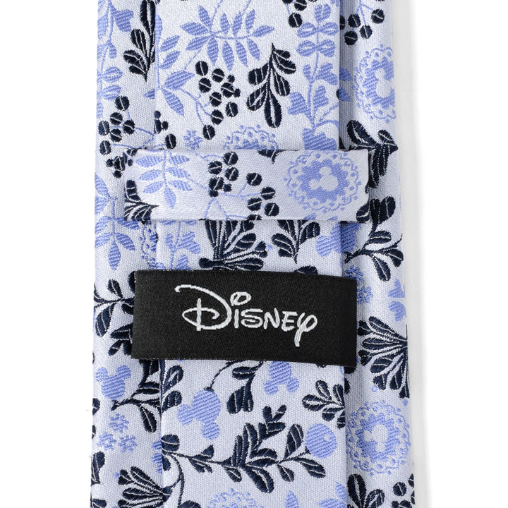Disney Mickey Mouse Floral Silhouette Blue and White Tie featuring a light blue Mickey silhouette with a dark blue floral pattern.
