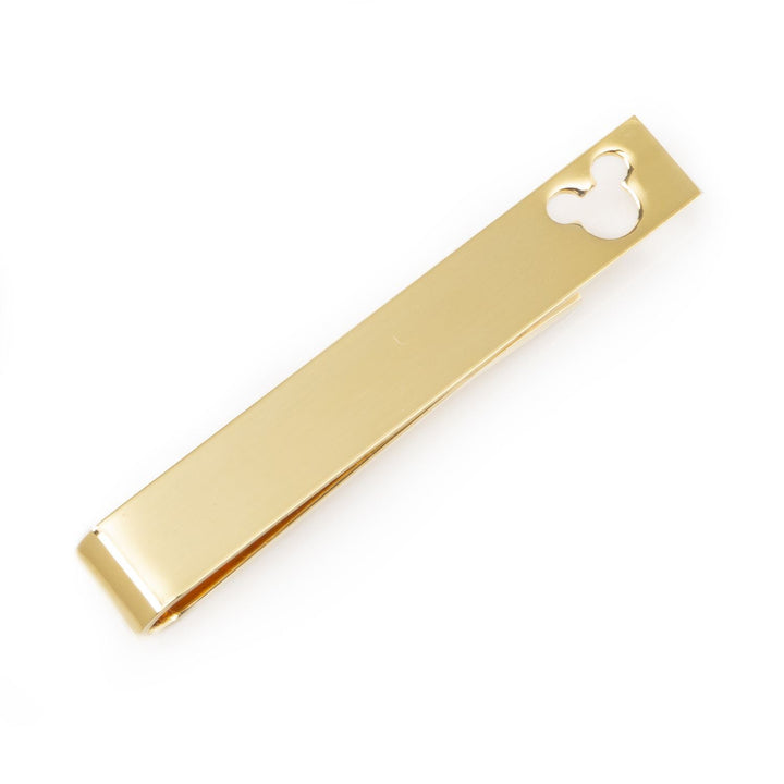 Disney Mickey Mouse Cutout Gold Tie Bar featuring a head cutout at one end.