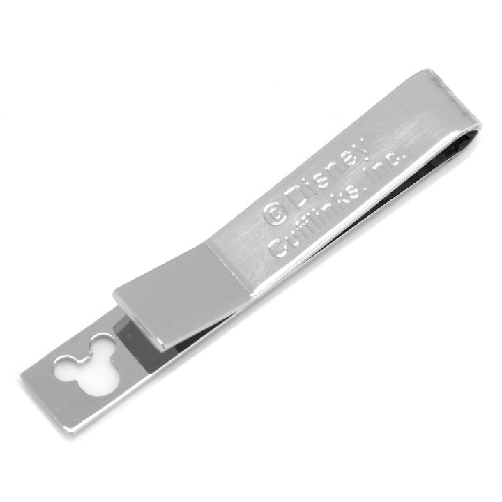 Silver Disney Mickey Mouse Cutout Tie Bar featuring a subtle silhouette head cutout at the end.