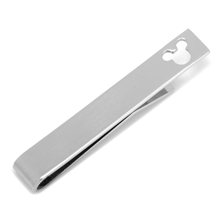 Disney Mickey Mouse Cutout Tie Bar in silver-toned metal featuring a Mickey Mouse silhouette cutout at one end.