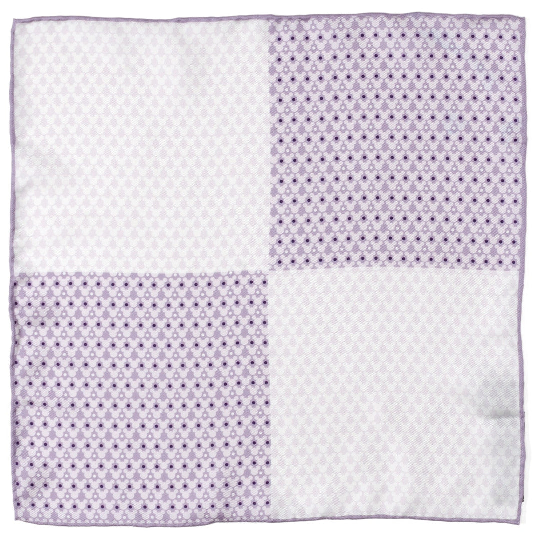 Disney Mickey Mouse Lavender 4 Square Pocket Square featuring a lavender and white checkerboard pattern with a small Mickey icon print.