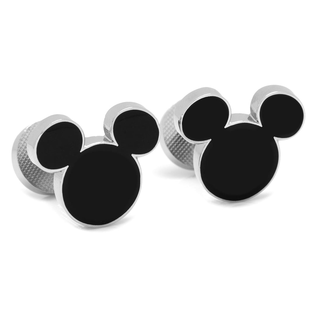 Disney Mickey Mouse Silhouette 5-Stud Set, featuring two silver-toned cufflinks shaped like black silhouettes.
