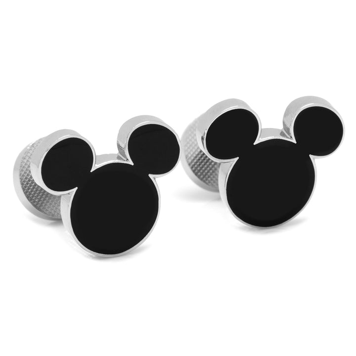 Disney Mickey Mouse Silhouette 5-Stud Set, featuring two silver-toned cufflinks shaped like black silhouettes.