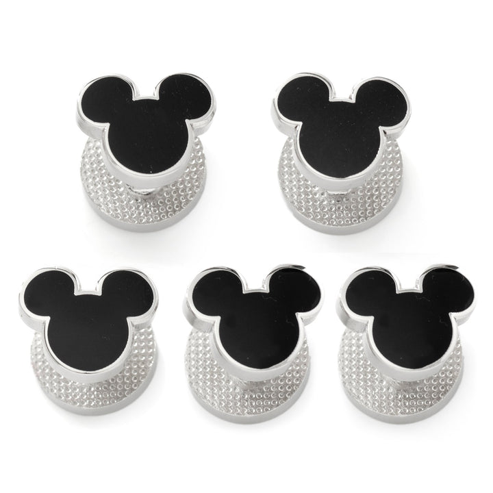 Five Disney Mickey Mouse Silhouette 5-Studs featuring a black Mickey silhouette on a textured silver base.