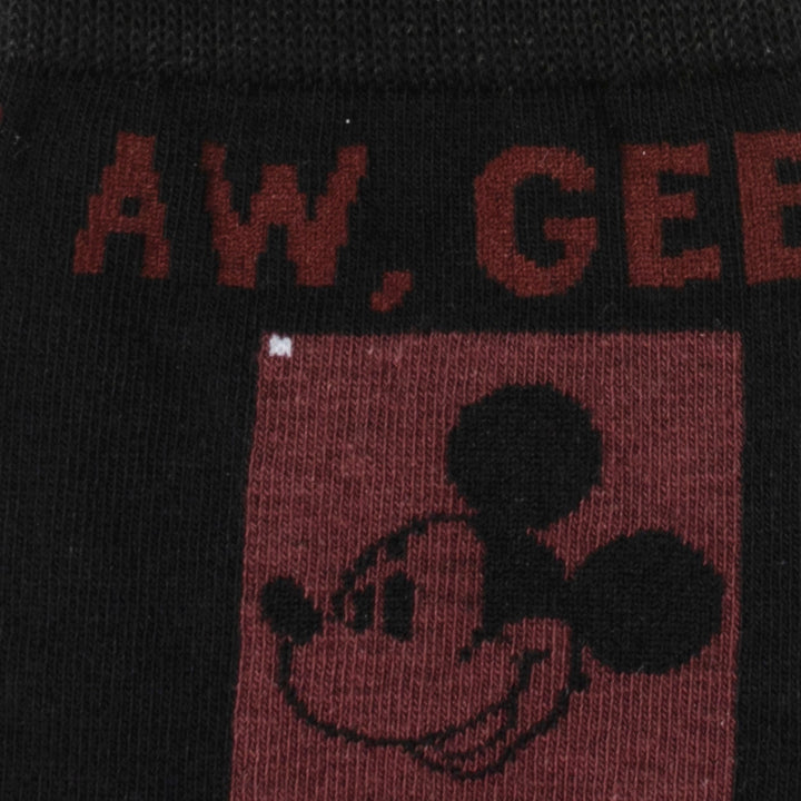 Disney Mickey Mouse Red Check Sock featuring a red square with a Mickey Mouse silhouette and the text “AW, GEE” in red.