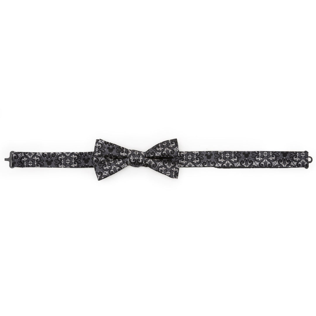 Disney Mickey Mouse Damask Pocket Square and Bow Tie Gift Set featuring a black bow tie with a gray damask pattern.