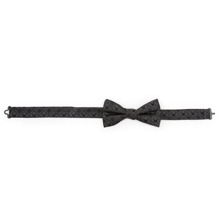 Disney Mickey Mouse Pattern Black Bow Tie featuring a tonal Mickey Mouse icon pattern.
