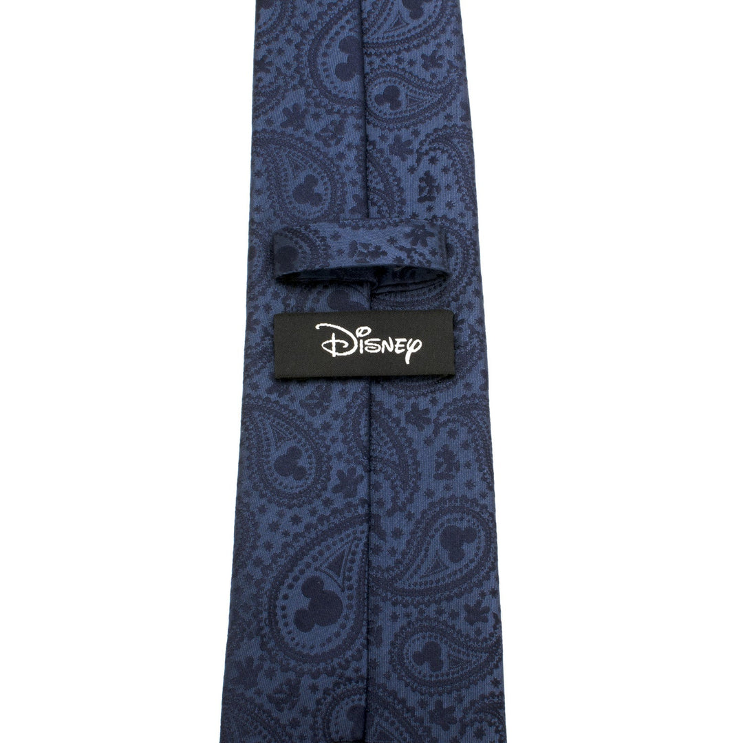 Disney Mickey Mouse Navy Paisley Men’s Tie in navy blue with a repeating paisley pattern and a black Disney label on the back.