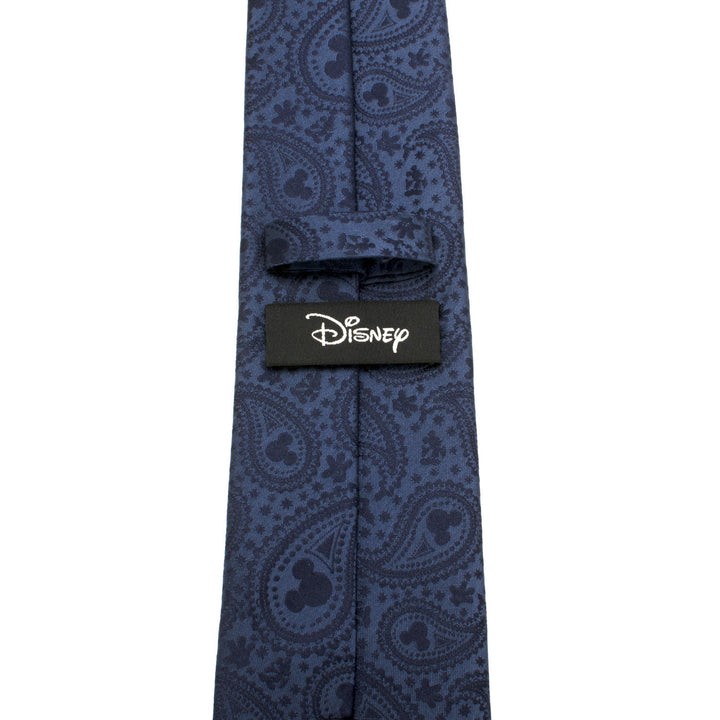Disney Mickey Mouse Navy Paisley Men’s Tie in navy blue with a repeating paisley pattern and a black Disney label on the back.