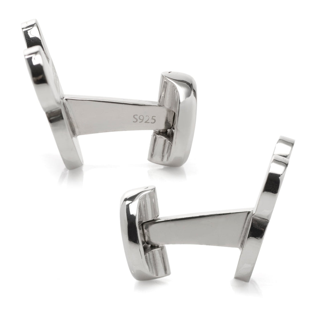 Disney Mickey Mouse Silhouette Lavender Mother of Pearl Sterling Silver Cufflinks with S925 hallmarks.