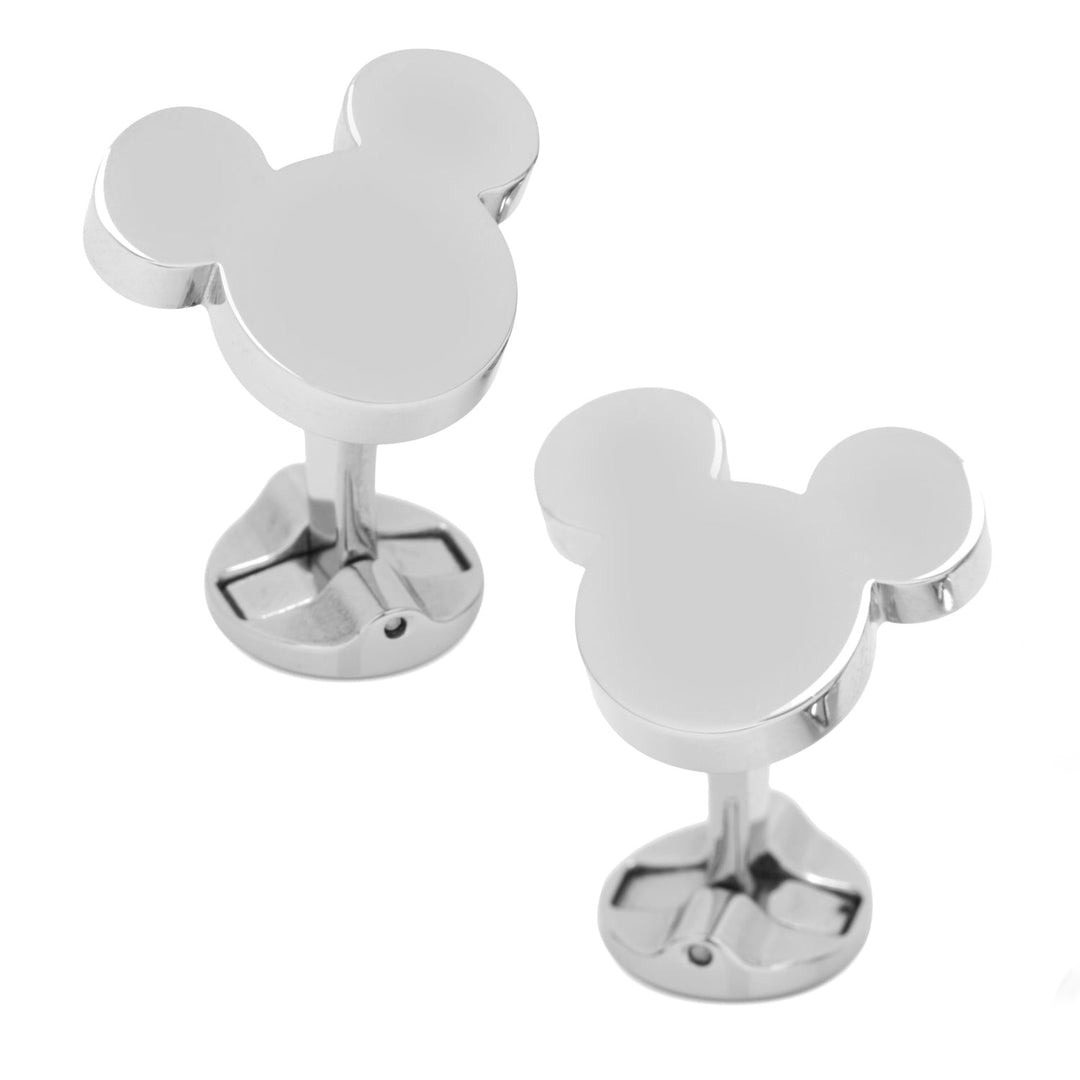 Two silver-toned Disney Mickey Mouse Silhouette Stainless Steel Cufflinks.