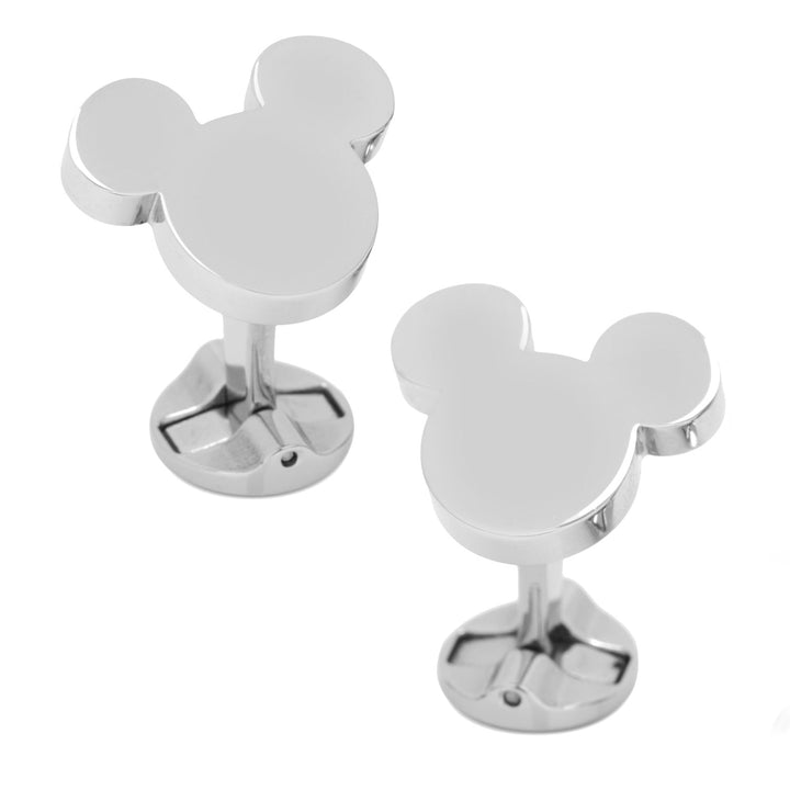 Two silver-toned Disney Mickey Mouse Silhouette Stainless Steel Cufflinks.