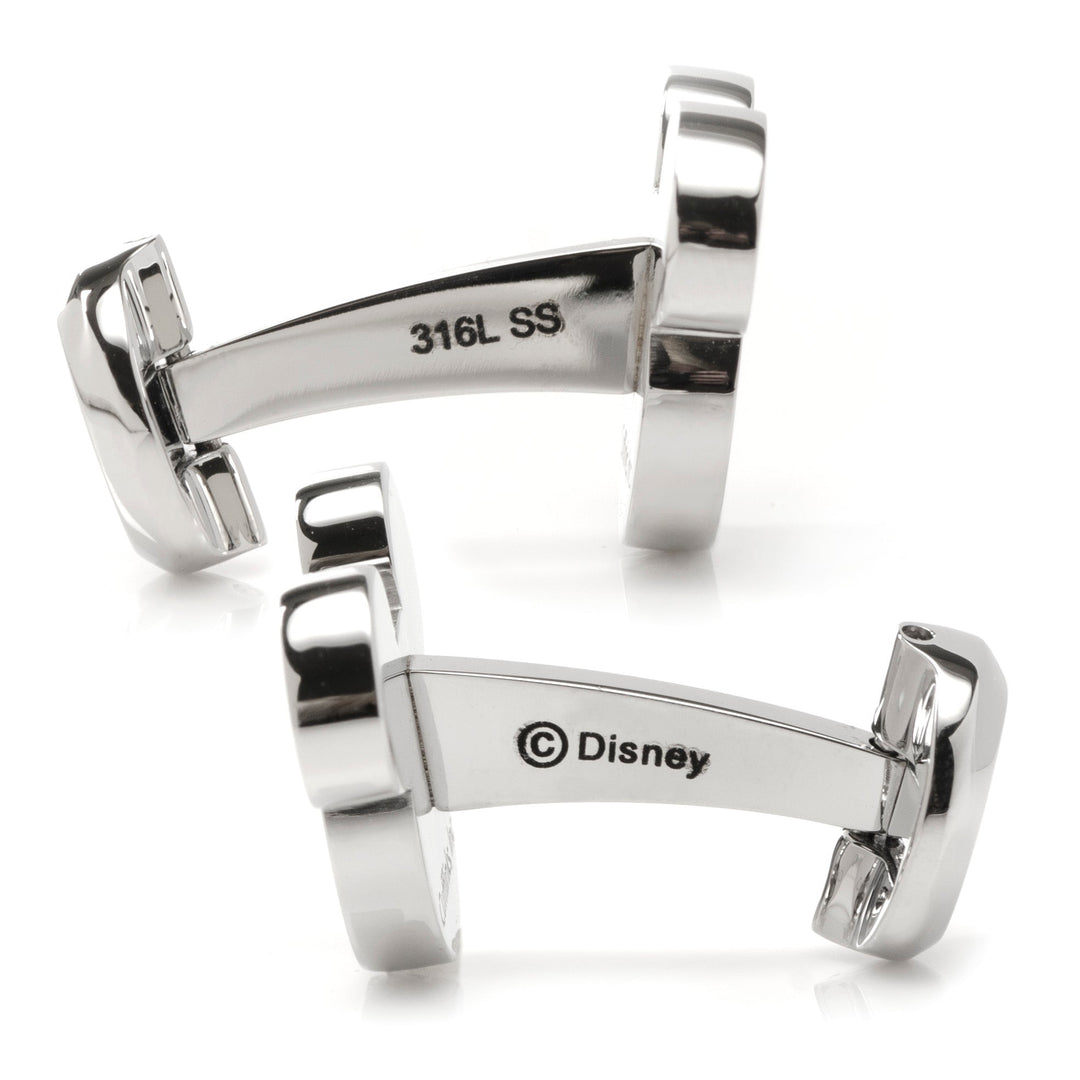 Disney Mickey Mouse Mother of Pearl Cufflinks in silver-tone with mother of pearl accents, featuring “316L SS” and “© Disney” engraved on the stems.