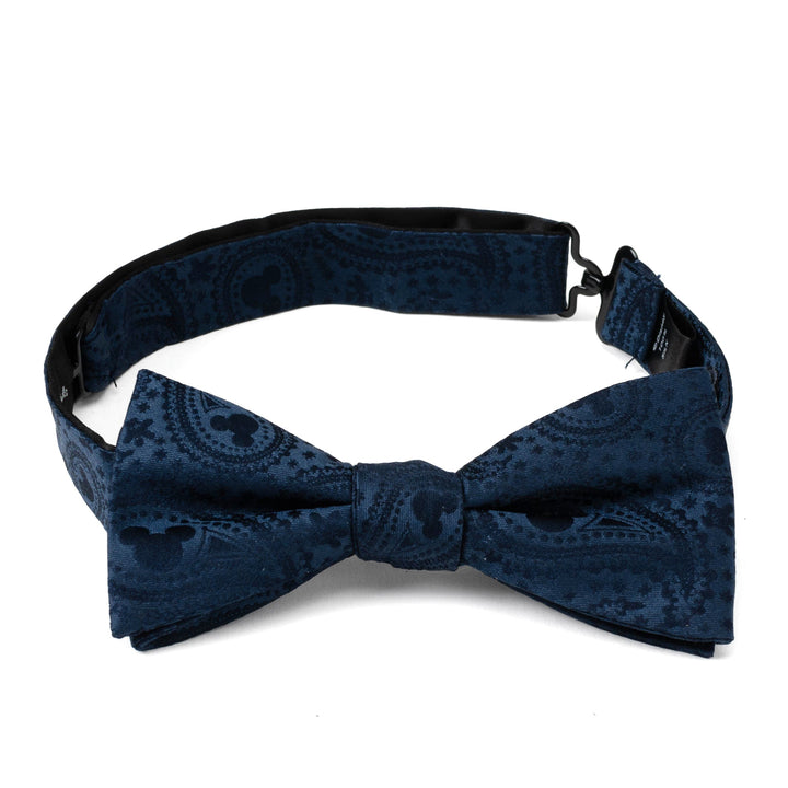 Disney Mickey Mouse Navy Paisley Bow Tie in navy blue featuring a hidden Mickey Mouse silhouette print.