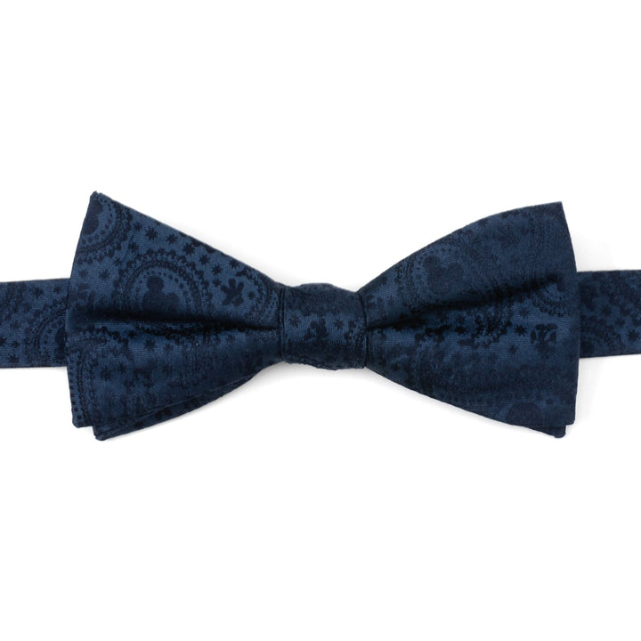 Disney Mickey Mouse Navy Paisley Bow Tie in navy blue silk with a subtle paisley pattern featuring hidden Mickey Mouse silhouettes.