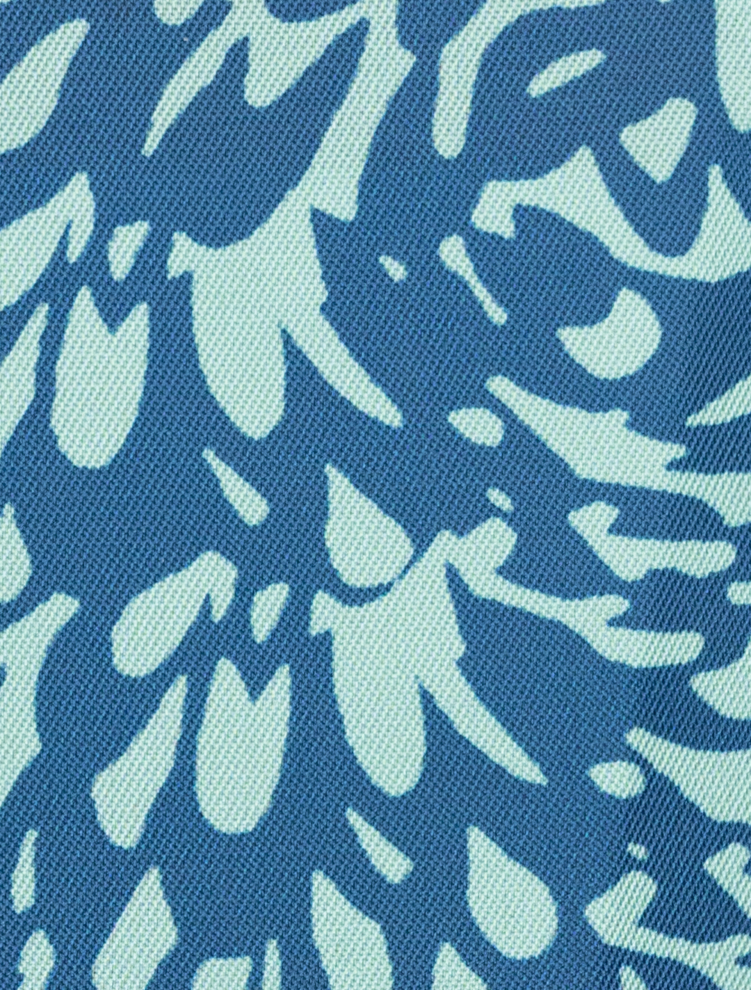 A slim fit design featuring an abstract blue and light green camouflage pattern with splash-like shapes, ideal for the FUBU Indigo Solid Peak Lapel 2-Piece Suit from Fubu The Colle.