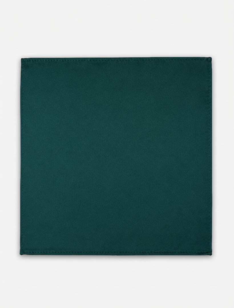 An Emerald Pocket Square Handkerchief by Karako Collecti is laid flat on a white background.