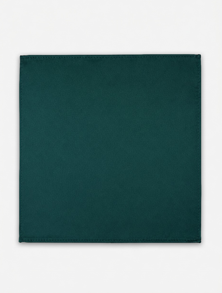An Emerald Pocket Square Handkerchief by Karako Collecti is laid flat on a white background.
